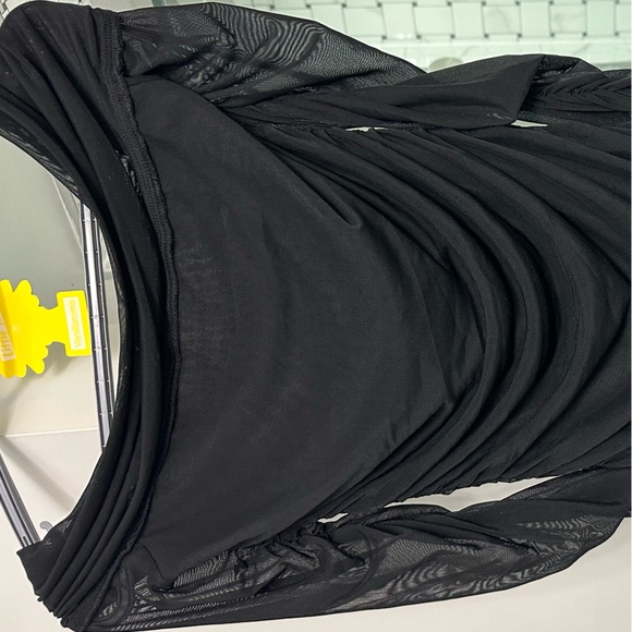 Off Shoulder Ruched Mesh Bodycon Dress - Picture 6 of 7